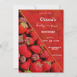 Invitation Berry First Birthday | Thème fraise