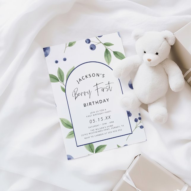 Invitation Berry First Blueberry 1er Anniversaire (Créateur téléchargé)
