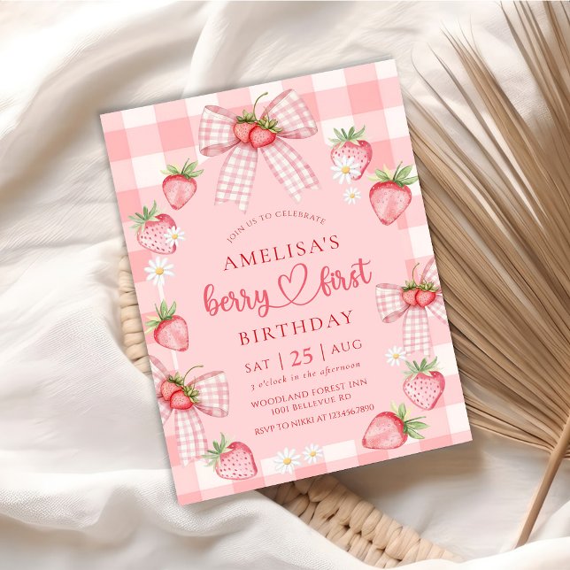Invitation Berry First Cute 1st Birthday Strawberry (Créateur téléchargé)