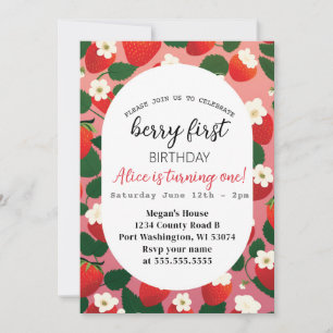 Invitation Berry First Cute Strawberry 1er Anniversaire