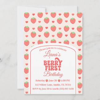 Invitation Berry First | Fête du 1er anniversaire de Strawber