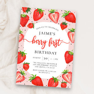 Invitation Berry First Strawberry   1er anniversaire d'été