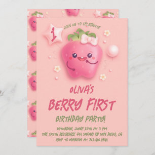 Invitation Berry First Strawberry 1er Anniversaire Fête Invit