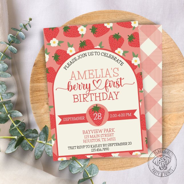 Invitation Berry First Strawberry Anniversaire (Créateur téléchargé)
