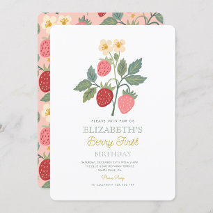 Invitation Berry First Strawberry Bouquet Anniversaire