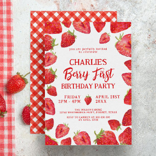 Invitation Berry First Strawberry Girl 1er anniversaire fête