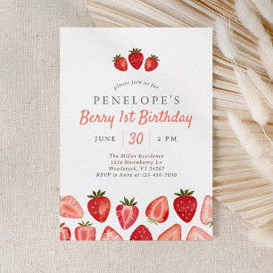 Invitation Berry fraise 1er anniversaire