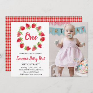 Invitation Berry fraise 1er anniversaire Photo