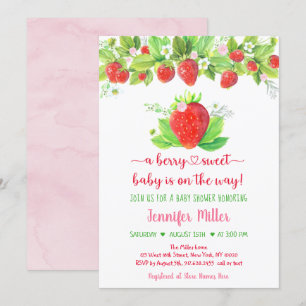Invitation Berry fraise Baby shower Floral sucré