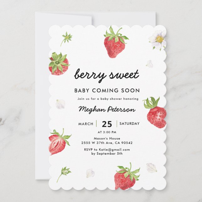 Invitation Berry fraise Baby shower sucré (Devant)