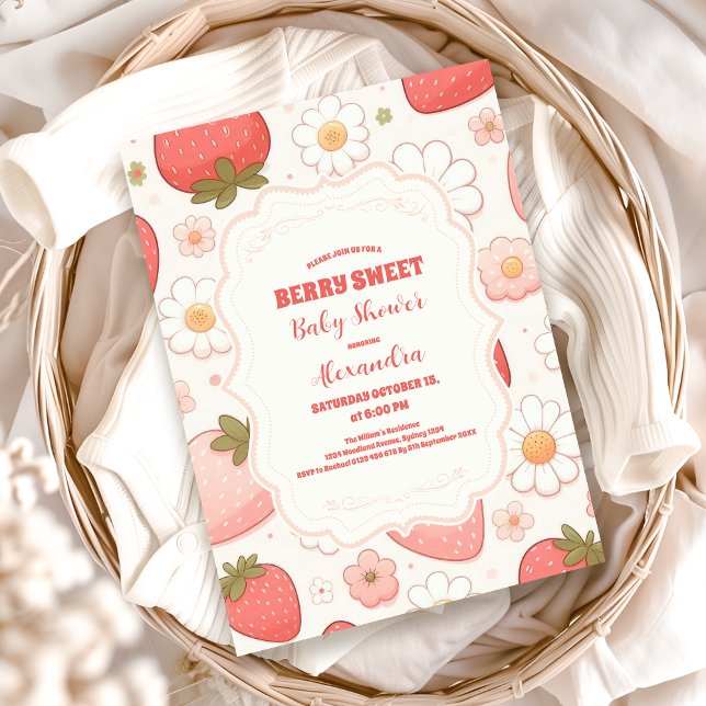 Invitation Berry fraise Baby shower sucré (Créateur téléchargé)