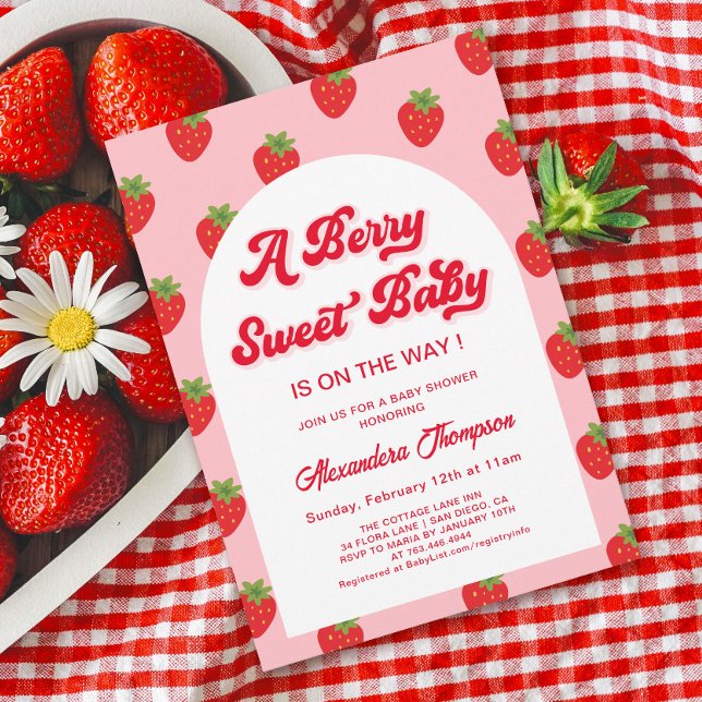 Invitation Berry fraise Baby shower sucré (Créateur téléchargé)