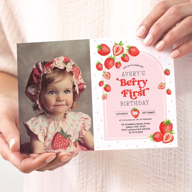 Invitation Berry fraise Boho 1er anniversaire Photo (Créateur téléchargé)