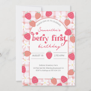Invitation Berry fraise Premier anniversaire
