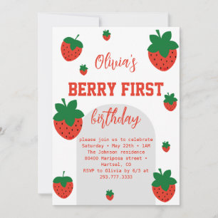 Invitation Berry fraise Premier anniversaire