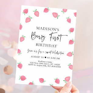 Invitation Berry fraise Premier anniversaire