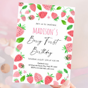 Invitation Berry fraise Premier anniversaire