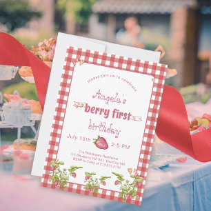 Invitation Berry fraise Premier anniversaire