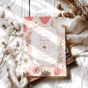 Invitation Berry fraise rouge 1er anniversaire fête