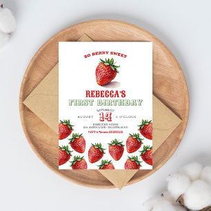 Invitation Berry fraise rouge Sweet 1er anniversaire Invitati