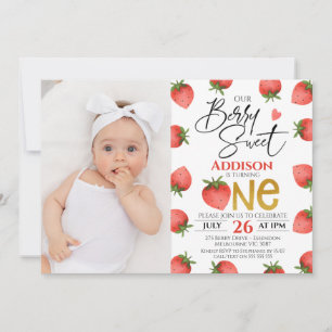 Invitation Berry fraise rouge Sweet Photo Premier anniversair