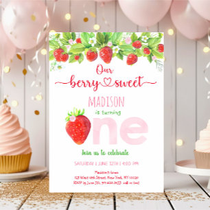 Invitation Berry fraise Sweet Premier anniversaire