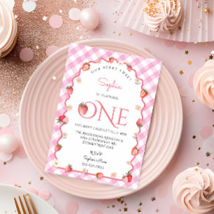 Invitation Berry fraise Sweet Premier anniversaire Wavy