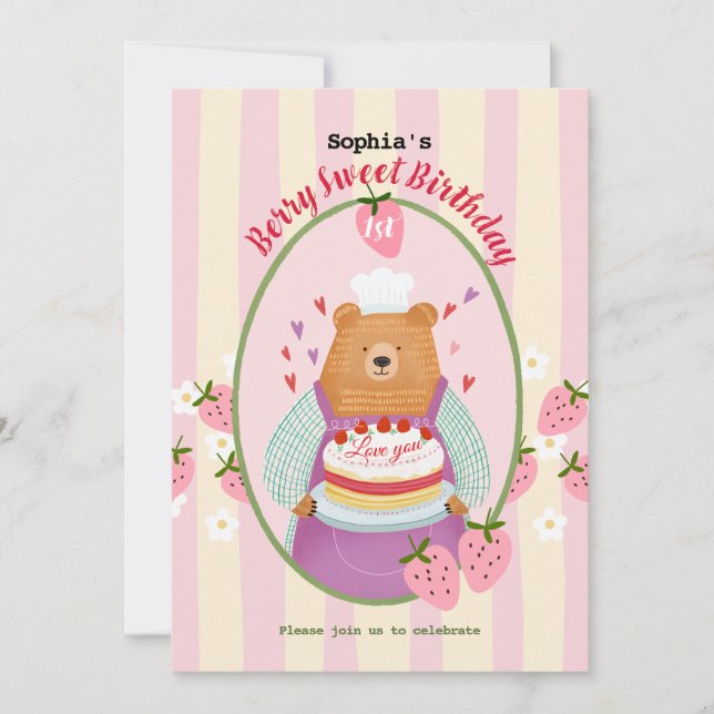 Invitation Berry Lovely Premier anniversaire (Devant)