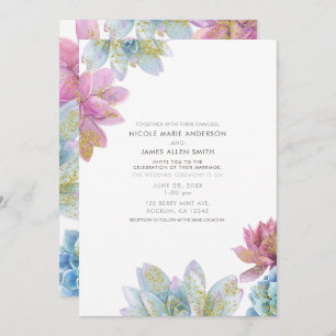 Invitation Berry Mint & Gold Garden Succulents Mariage