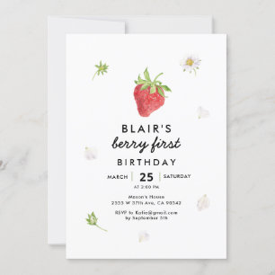 Invitation Berry moderne Premier Anniversaire Thème fraise