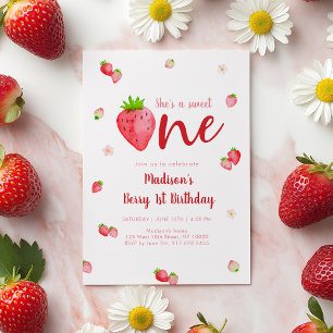 Invitation Berry One Fraise Sucrée Premier anniversaire