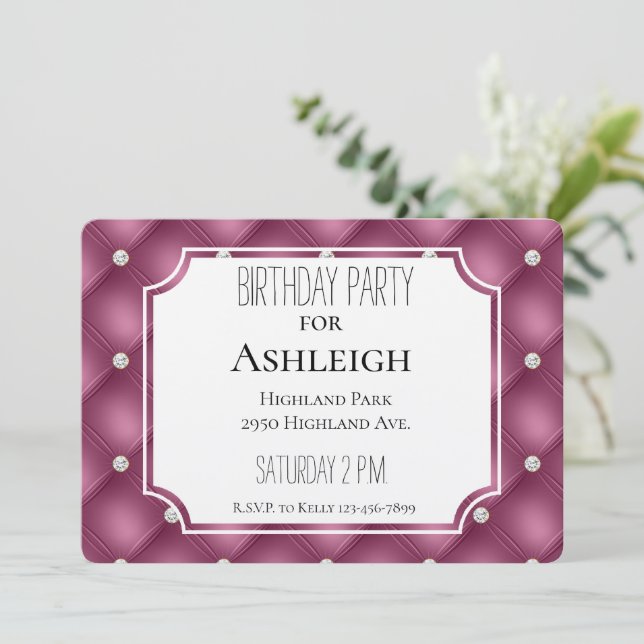 Invitation Berry Pink Glitz Diamonds anniversaire (Debout devant)