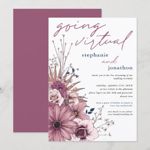 Invitation Berry Pink Lilac Aquarelle Florale Mariage virtuel