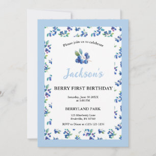 Invitation Berry Premier Anniversaire Blueberry En vichy Invi
