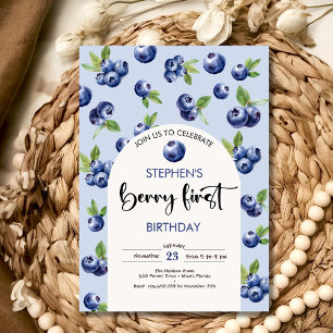 Invitation Berry premier anniversaire de enfant de bleuets