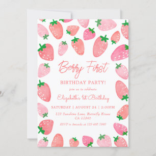 Invitation Berry Premier anniversaire fraise 1er anniversaire