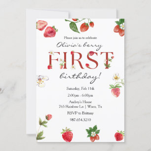 Invitation Berry Premier anniversaire fraise 1er anniversaire