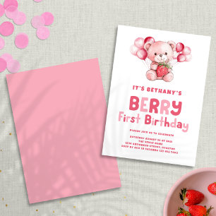 Invitation Berry Premier anniversaire fraise 1er anniversaire