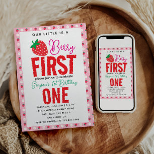 Invitation Berry Premier anniversaire fraise 1er anniversaire