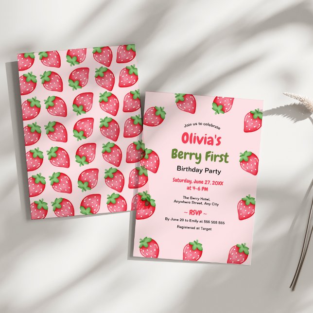 Invitation Berry Premier anniversaire fraise 1er anniversaire (Berry First Birthday Strawberry 1st Birthday Invitation )