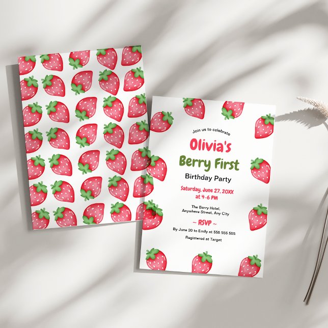 Invitation Berry Premier anniversaire fraise 1er anniversaire (Berry First Birthday Strawberry 1st Birthday Invitation )