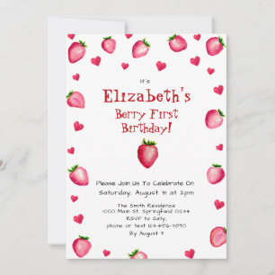 Invitation Berry Premier anniversaire fraise Photo personnali