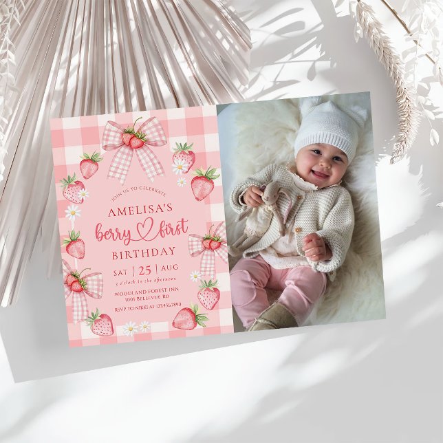 Invitation Berry Premier Anniversaire Mignon 1ère Naissance P (Créateur téléchargé)