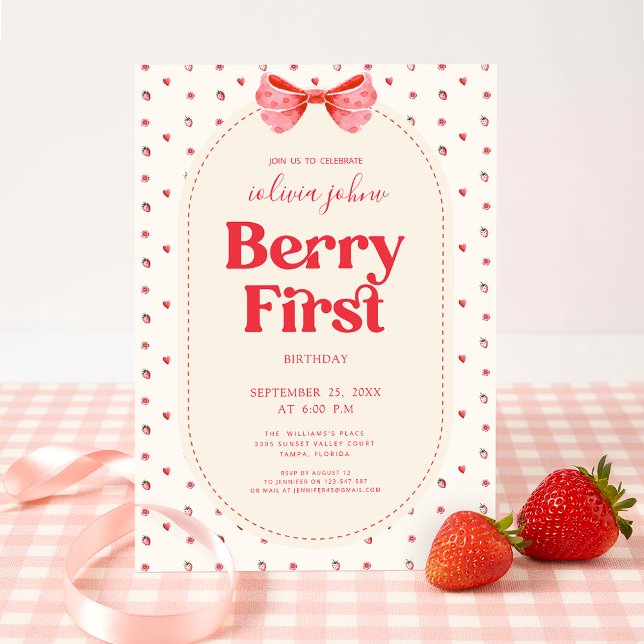 Invitation Berry Premier Anniversaire Rose Coquett (Créateur téléchargé)