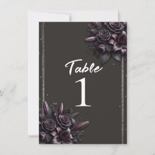 Invitation Berry Purple Black Lily Rose Floral Numéro de tabl