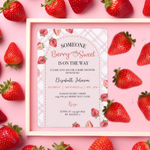 Invitation Berry rose Baby shower sucré fraise