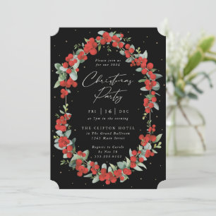 Invitation Berry rouge élégant + fête de Noël Eucalyptus