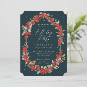 Invitation Berry rouge élégant + Fête Eucalyptus