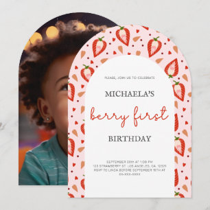 Invitation Berry Rouge rose Premier Anniversaire Arch Photo