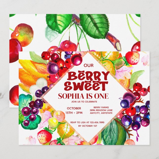 Invitation Berry Sweet (Devant / Derrière)